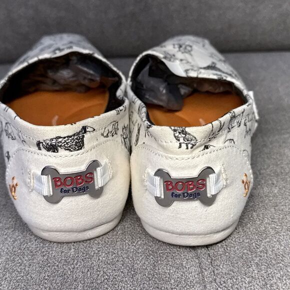 Skechers Bobs For Dogs Black White Women's 7 Slip On Flat Shoes Memory Foam - Picture 5 of 11